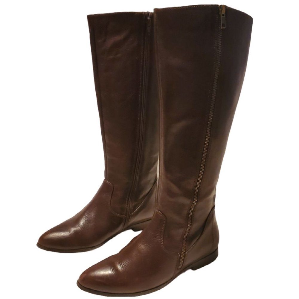 Seychelles Brown Leather Boots with Zippers On Both Sides Size 7